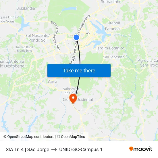 SIA Tr. 4 | São Jorge to UNIDESC-Campus 1 map