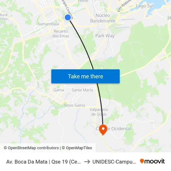 Av. Boca Da Mata | Qse 19 (Cef 5) to UNIDESC-Campus 1 map