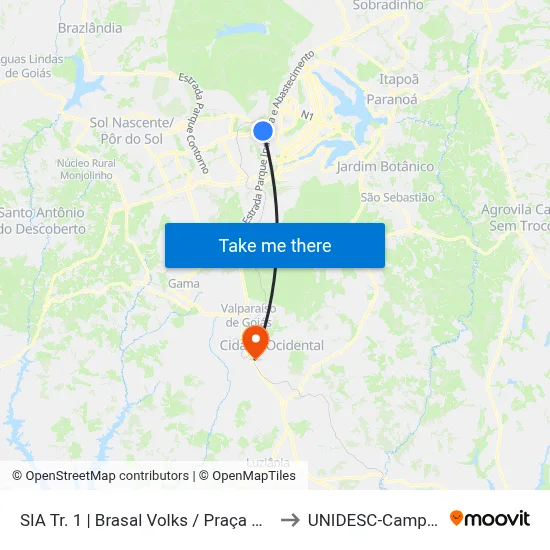 SIA Tr. 1 | Brasal Volks / Praça Capital to UNIDESC-Campus 1 map