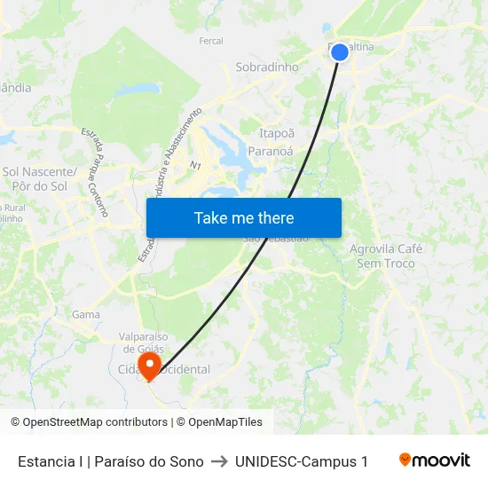 Estancia I | Paraíso do Sono to UNIDESC-Campus 1 map