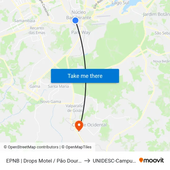 EPNB | Drops Motel / Pão Dourado to UNIDESC-Campus 1 map