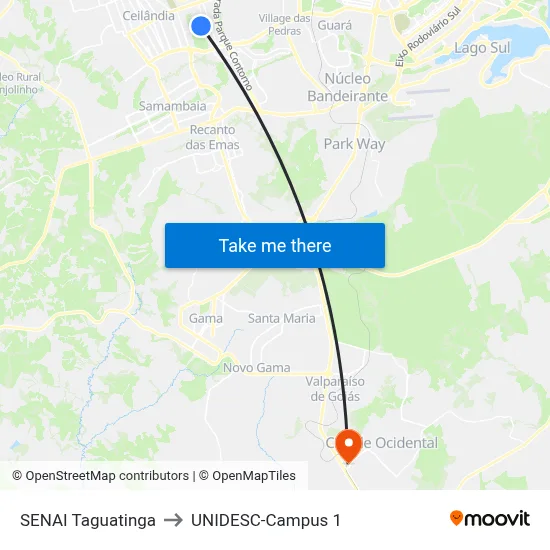 SENAI Taguatinga to UNIDESC-Campus 1 map