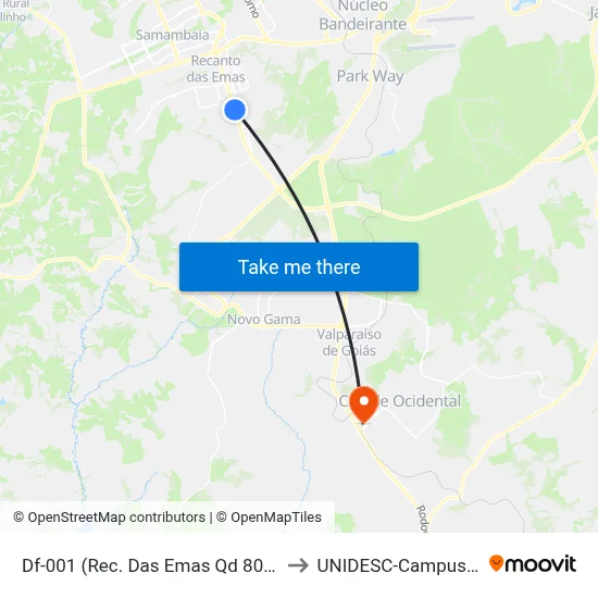 Df-001 (Rec. Das Emas Qd 800) to UNIDESC-Campus 1 map