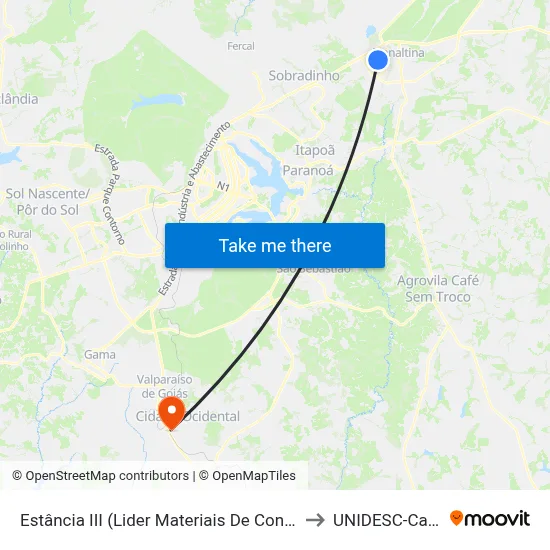 Estância III (Lider Materiais De Construção) - Cef15 to UNIDESC-Campus 1 map