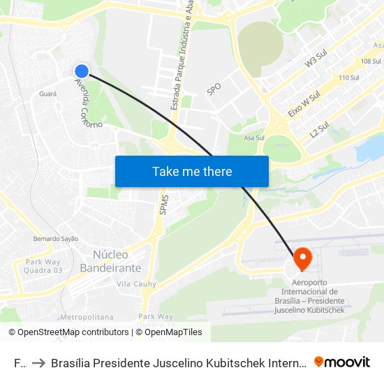 Feira to Brasília Presidente Juscelino Kubitschek International Airport (BSB) (Aeroporto Internacional de Br map