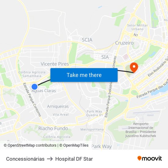 Concessionárias to Hospital DF Star map