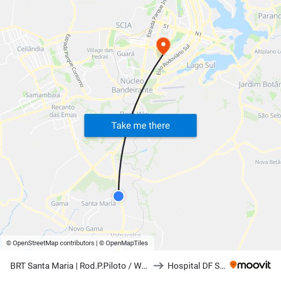 BRT Santa Maria | Rod.P.Piloto / W3 Sul to Hospital DF Star map