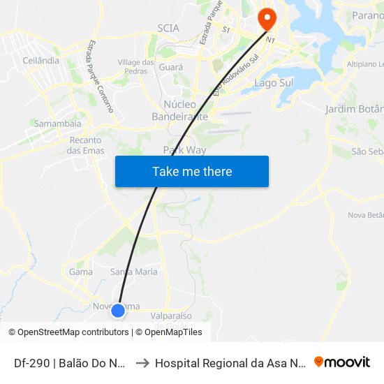 Df-290 | Balão Do Novo Gama to Hospital Regional da Asa Norte (HRAN) map
