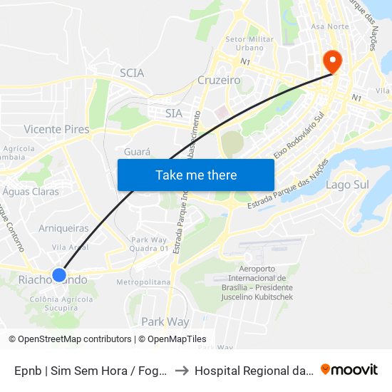 Epnb | Sim Sem Hora / Fogo Campeiro / Villa Brasil to Hospital Regional da Asa Norte (HRAN) map