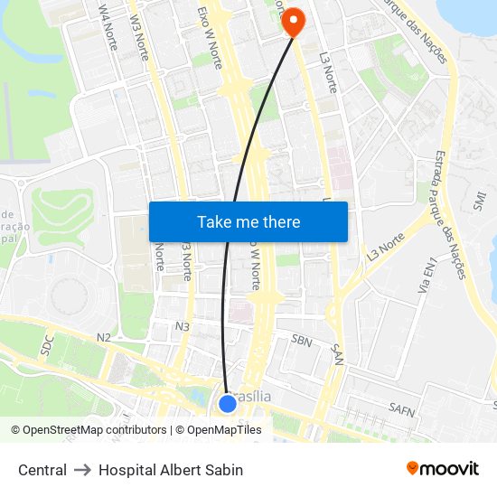 Central to Hospital Albert Sabin map