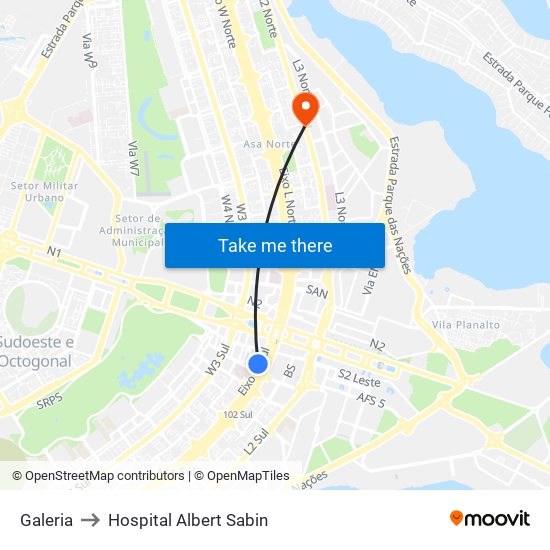 Galeria to Hospital Albert Sabin map