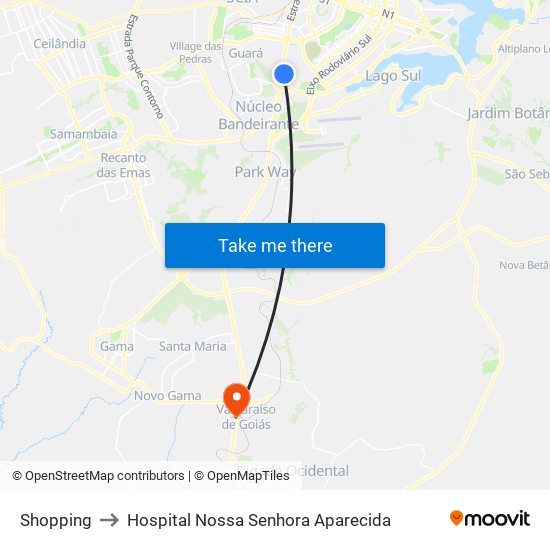 Shopping to Hospital Nossa Senhora Aparecida map