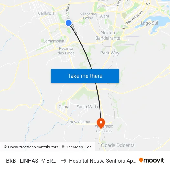 BRB | LINHAS P/ BRASÍLIA to Hospital Nossa Senhora Aparecida map