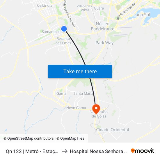 Qn 122 | Metrô - Estação Furnas to Hospital Nossa Senhora Aparecida map