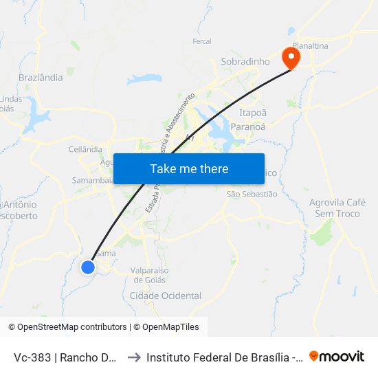 Vc-383 | Rancho Do Fred »Gama» to Instituto Federal De Brasília - Campus Planaltina map