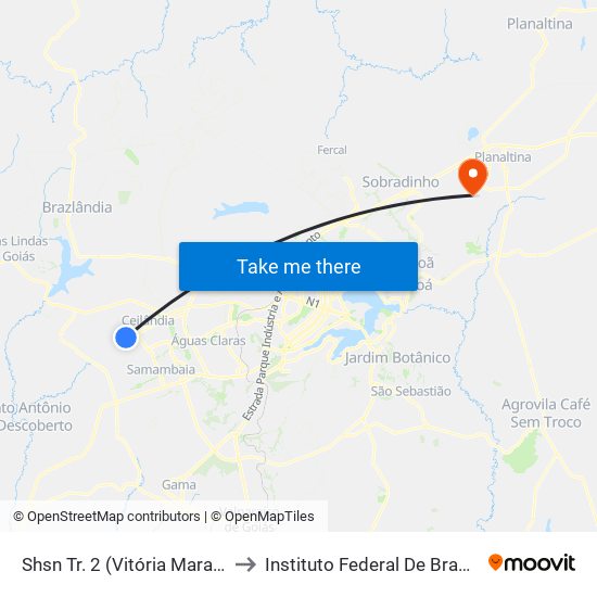 Shsn Tr. 2 (Vitória Maranata) | Ch. 128, Conj. G to Instituto Federal De Brasília - Campus Planaltina map