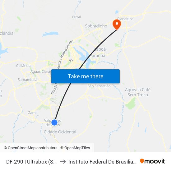 DF-290 | Ultrabox (SENTIDO GAMA) to Instituto Federal De Brasília - Campus Planaltina map