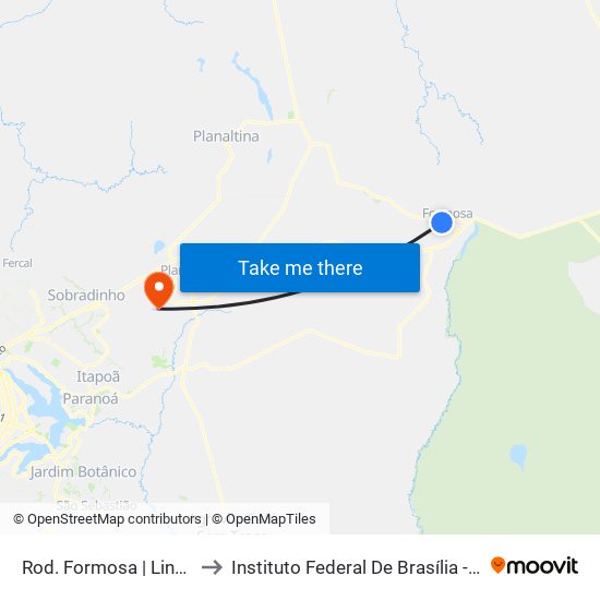 Rod. Formosa | Linhas Circulares to Instituto Federal De Brasília - Campus Planaltina map