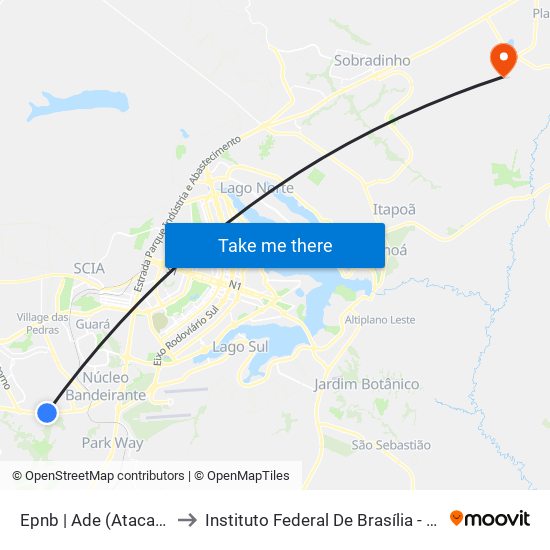 Epnb | Ade (Atacadão Do Mdf) to Instituto Federal De Brasília - Campus Planaltina map