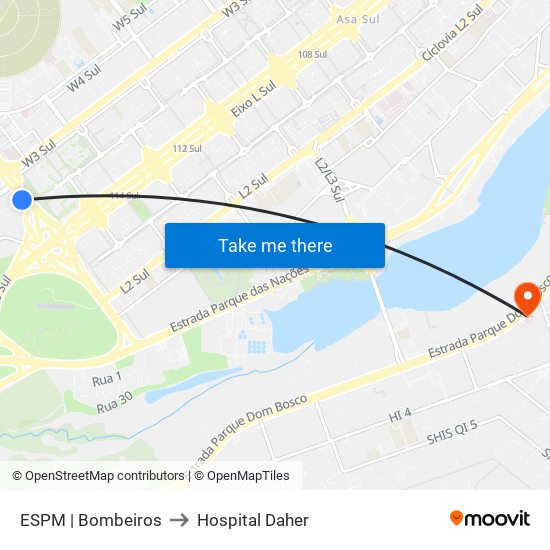 ESPM | Bombeiros to Hospital Daher map