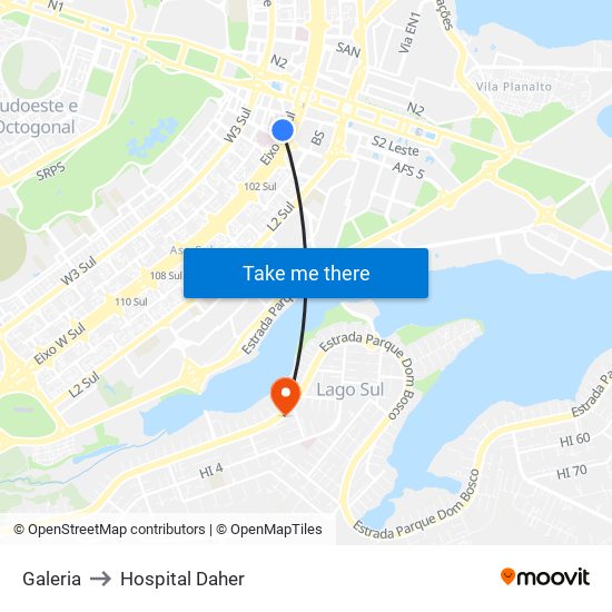Galeria to Hospital Daher map