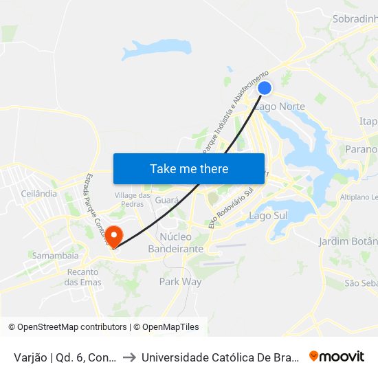 Varjão | Qd. 6, Conj. F to Universidade Católica De Brasília map
