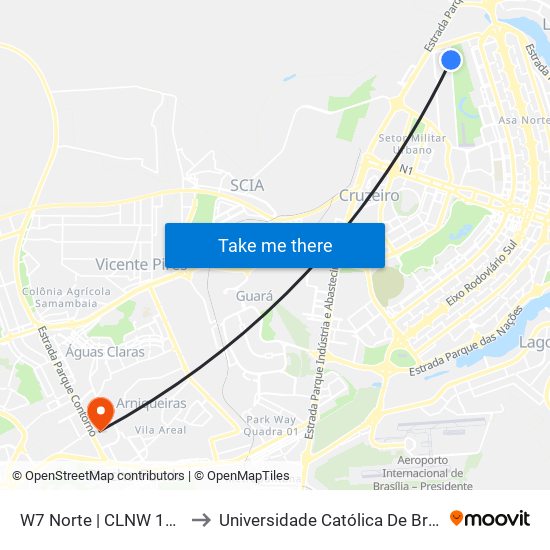 W7 Norte | CLNW 10/11 to Universidade Católica De Brasília map