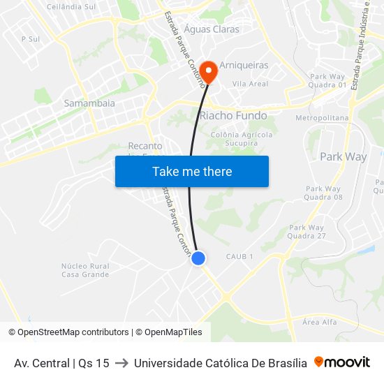 Av. Central | Qs 15 to Universidade Católica De Brasília map