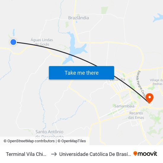 Terminal Vila Chiola to Universidade Católica De Brasília map