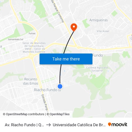 Av. Riacho Fundo | Qn 33 to Universidade Católica De Brasília map