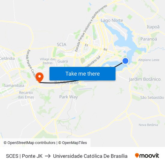 SCES | Ponte JK to Universidade Católica De Brasília map