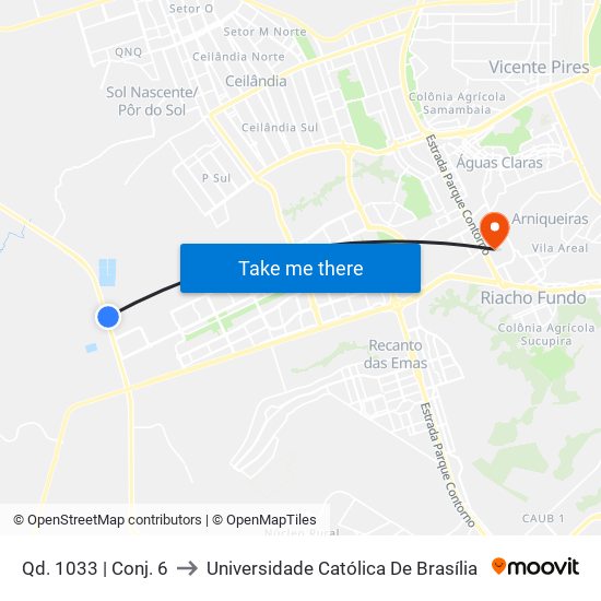 Qd. 1033 | Conj. 6 to Universidade Católica De Brasília map