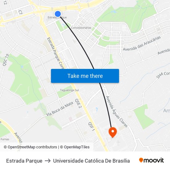 Estrada Parque to Universidade Católica De Brasília map