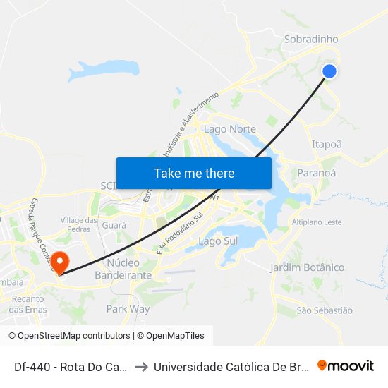 Df-440 - Rota Do Cavalo to Universidade Católica De Brasília map