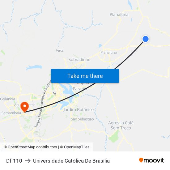 Df-110 to Universidade Católica De Brasília map