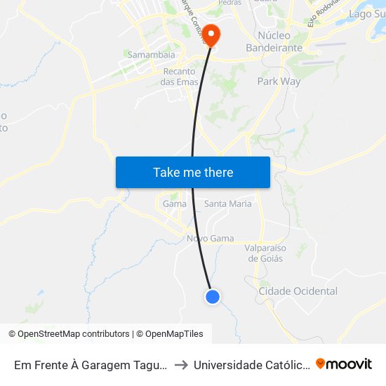 Em Frente À Garagem Taguatur Novo Gama to Universidade Católica De Brasília map