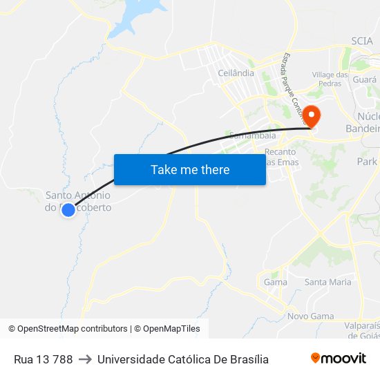 Rua 13 788 to Universidade Católica De Brasília map
