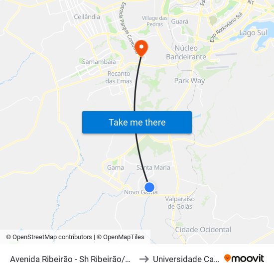 Avenida Ribeirão - Sh Ribeirão/Cond Porto Rico Fase 1 Q 19 D to Universidade Católica De Brasília map