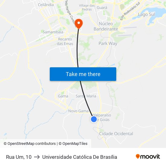 Rua Um, 10 to Universidade Católica De Brasília map