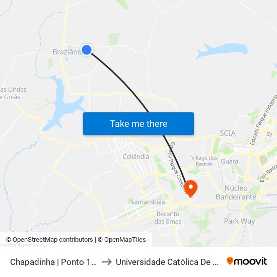 Chapadinha | Ponto 1 »Ida» to Universidade Católica De Brasília map