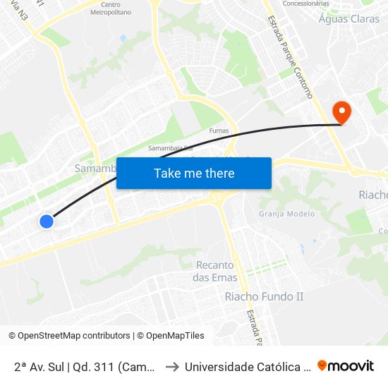 2ª Av. Sul | Qd. 311 (Campo Sintético) to Universidade Católica De Brasília map