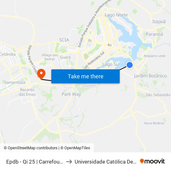 Epdb - Qi 25 | Carrefour Bairro to Universidade Católica De Brasília map