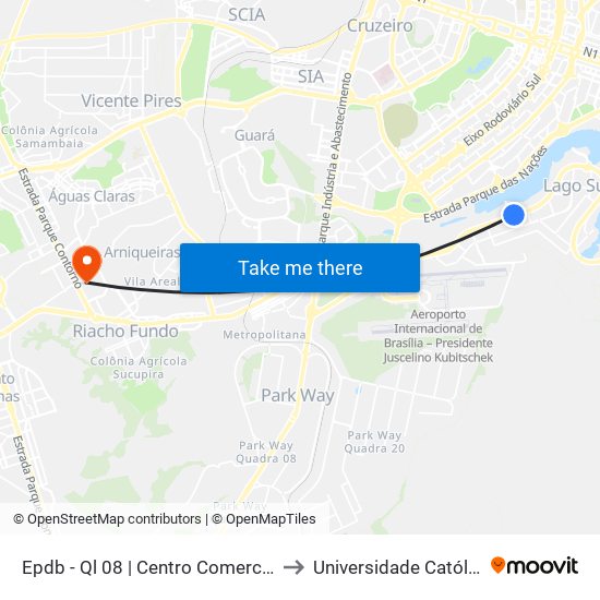 Epdb - Ql 08 | Centro Comercial Gilberto Salomão to Universidade Católica De Brasília map