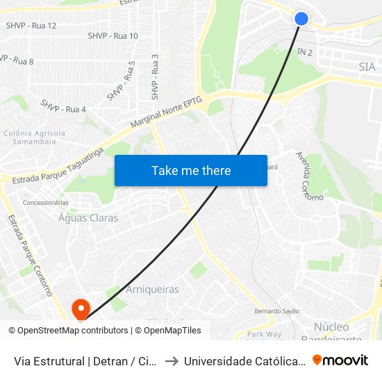 Via Estrutural | Detran / Cid. Automóvel to Universidade Católica De Brasília map