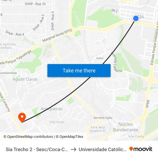 Sia Trecho 2 - Sesc/Coca-Cola/Só Reparos to Universidade Católica De Brasília map