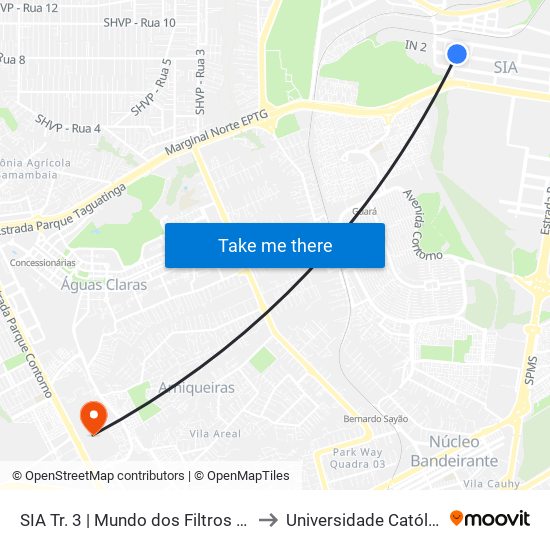 Sia Trecho 3 - Madeireira Comabra/Condor Atacadista to Universidade Católica De Brasília map