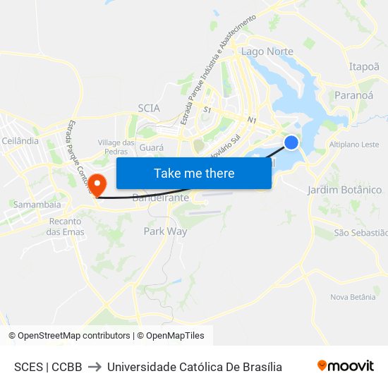 SCES | CCBB to Universidade Católica De Brasília map
