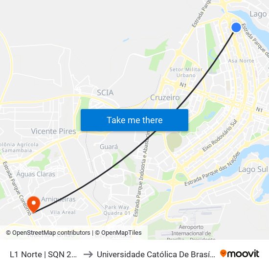 L1 Norte | SQN 215 to Universidade Católica De Brasília map