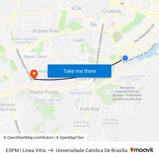 ESPM | Linea Vitta to Universidade Católica De Brasília map