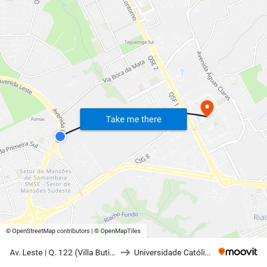 Av. Leste | Q. 122 (Villa Butiquim / Bonamix) to Universidade Católica De Brasília map